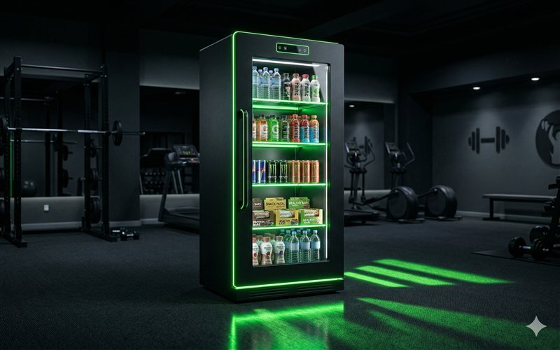 Smart cooler with green neon lighting
